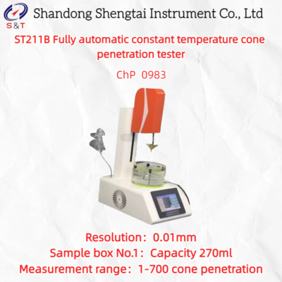 Vollautomatisches Kegelpenetrometer 10-50℃ mit 0,01 mm Genauigkeit, konform mit der chinesischen Pharmakopöe 0983