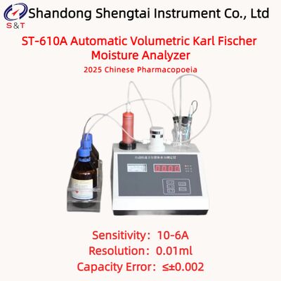 Lipide Karl-Fischer-Titrator Volumetrischer Feuchtigkeitsanalysator 30ppm - 100% Segmentanzeige ST-610A